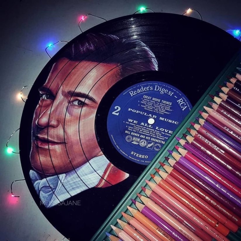 The artist turns old vinyl records into works of art