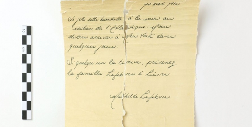 The note in the bottle that the girl dropped from the Titanic, put scientists at a dead end