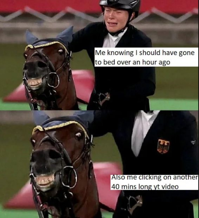 The Olympic drama with a smiling horse and a crying rider has generated a wave of memes