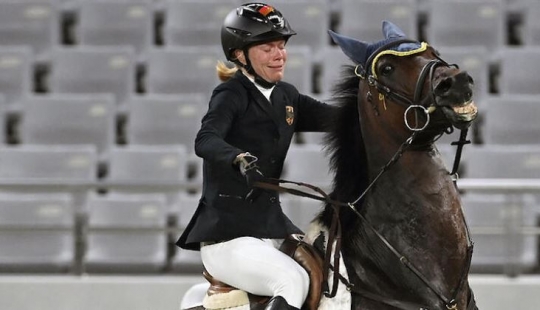 The Olympic drama with a smiling horse and a crying rider has generated a wave of memes