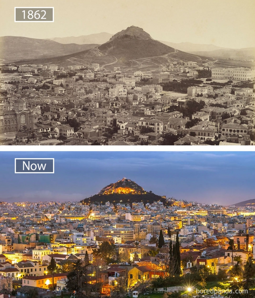 The wind of change: the famous city from one angle in the past and present