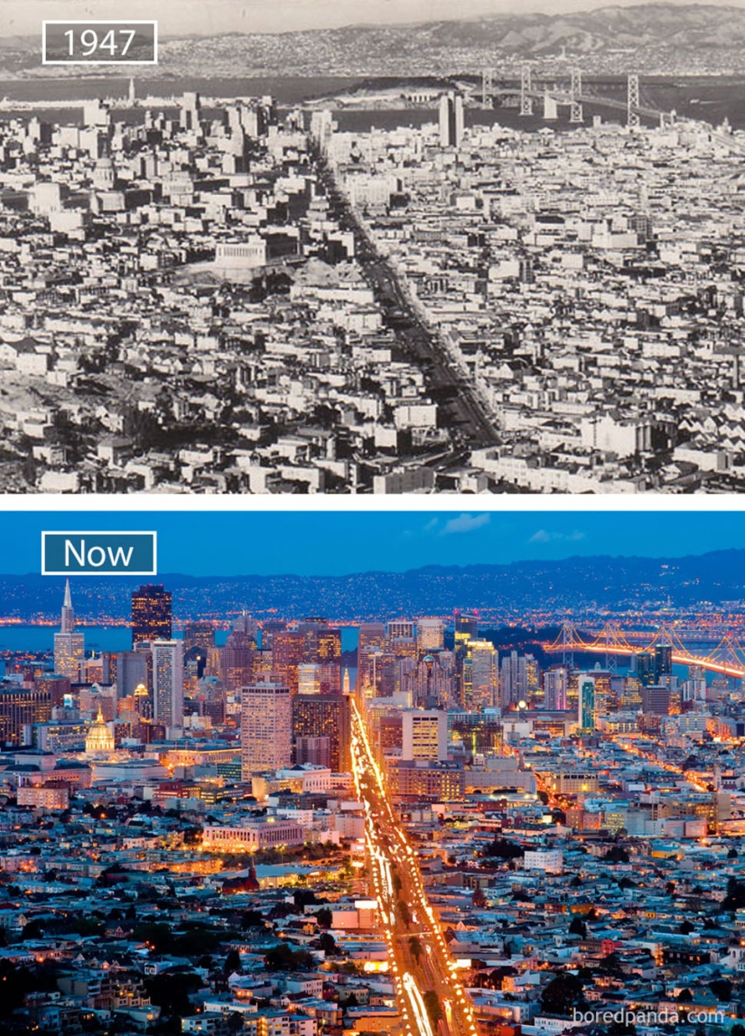 The wind of change: the famous city from one angle in the past and present