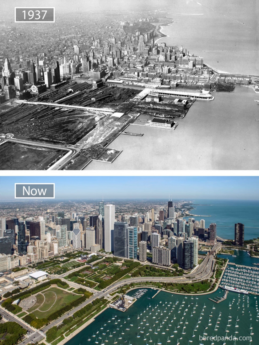 The wind of change: the famous city from one angle in the past and present