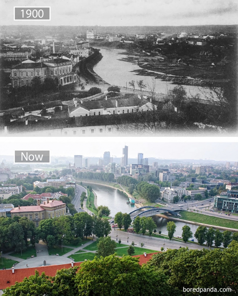 The wind of change: the famous city from one angle in the past and present