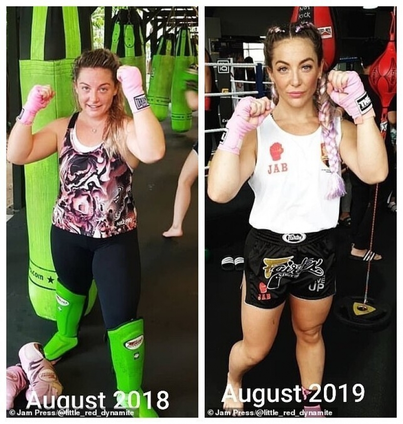 The woman was engaged in Thai Boxing to lose weight, and became a professional athlete