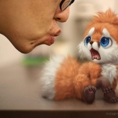 This artist has no pets, so he puts digital furry animals in real life situations.