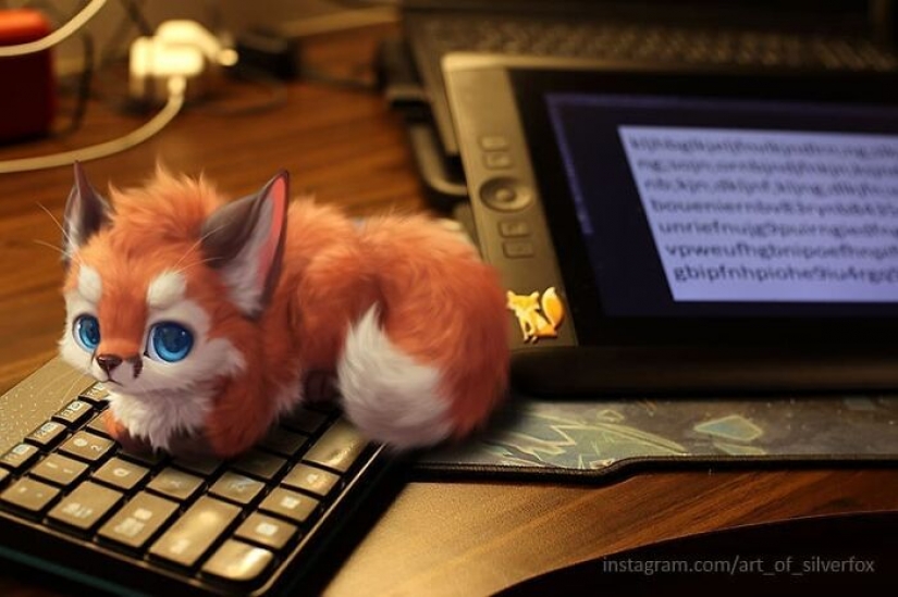 This artist has no pets, so he puts digital furry animals in real life situations.