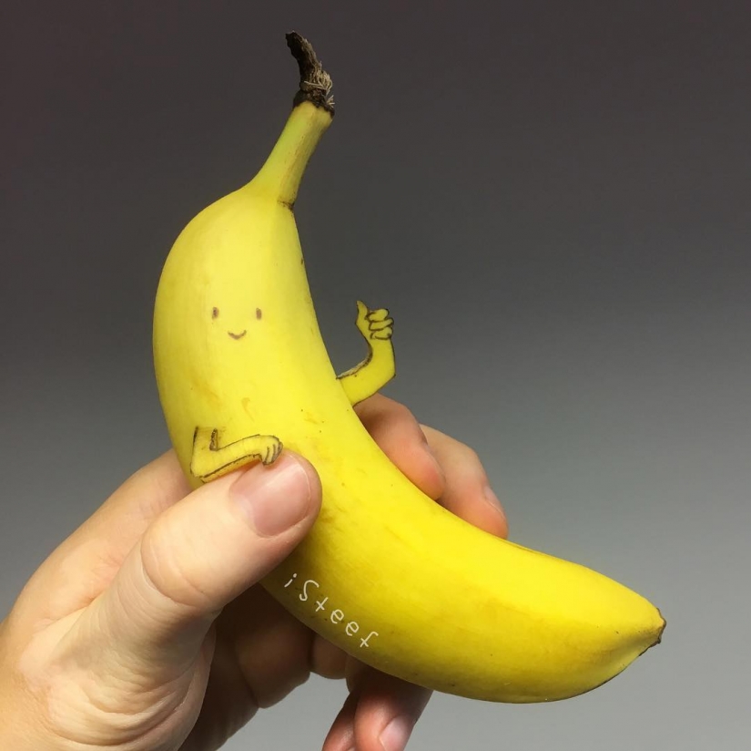 To spite the marble: the sculptor cuts off the excess from bananas