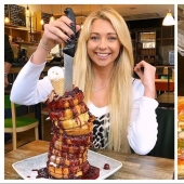 Una chica frágil de Gran Bretaña que devora megaciudades de comida rápida