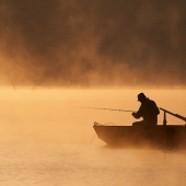 Vida de niebla en el lago