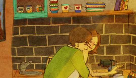 Warm watercolor illustrations about love from a South Korean artist