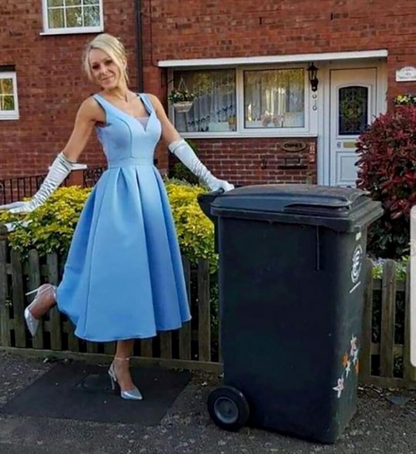 Why would this woman every week was taking out the trash in a new dress