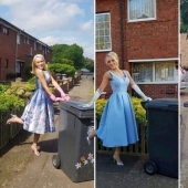 Why would this woman every week was taking out the trash in a new dress