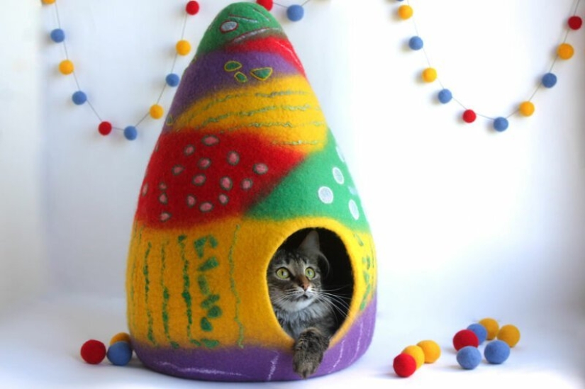 16 divertidas casas de gatos de fieltro de los maestros ucranianos Meow Felt