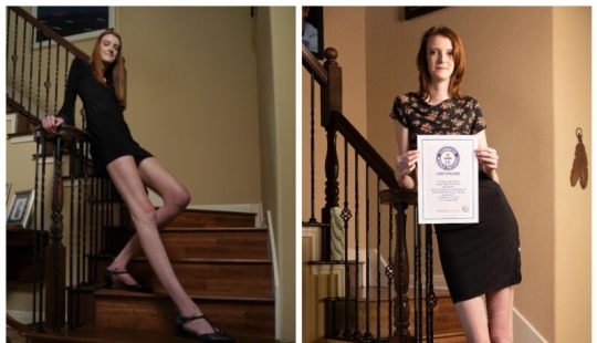 19-year—old Macy Karrin is the owner of the longest legs in the world