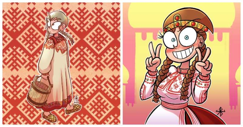 22 obras de un artista japonés que mezcló motivos eslavos con manga