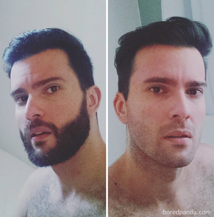 30 hombres con y sin barba. Son exactamente las mismas personas?