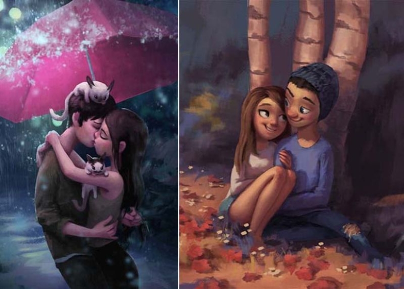 30 idyllic illustrations of love and affection that will warm your heart
