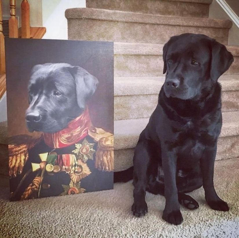 30 Pets with their portraits in the style of bygone eras