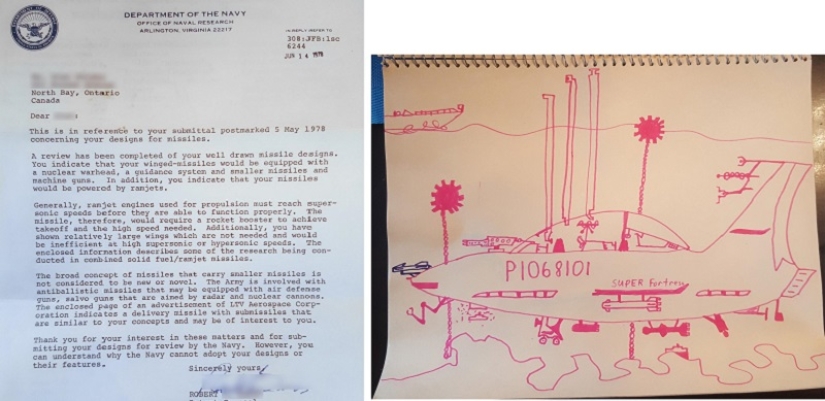 40 años después, el Pentágono respondió a una carta de un niño de 11 años que envió el diseño de un misil de crucero