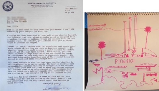 40 years later, the Pentagon responded to a letter from an 11-year-old boy who sent the design of a cruise missile