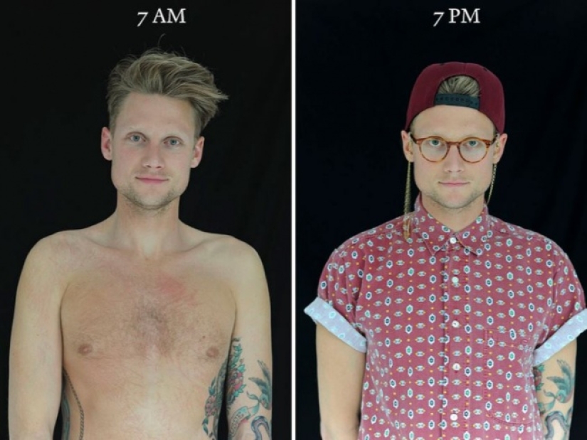 "7 am — 7 pm": how different a person looks