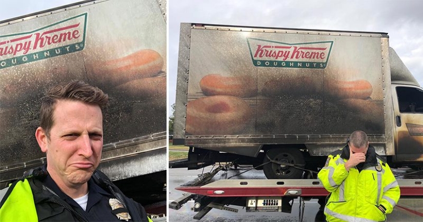 A burnt-out donut truck made the police cry
