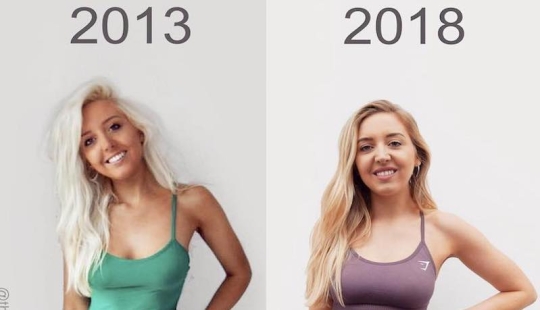 A fitness blogger from England explained why losing weight should not be an end in itself by comparing her photos of 2013 and 2018