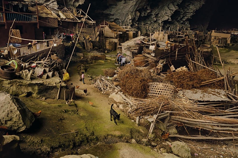 A giant cave in China, which could fit an entire village for 100 people