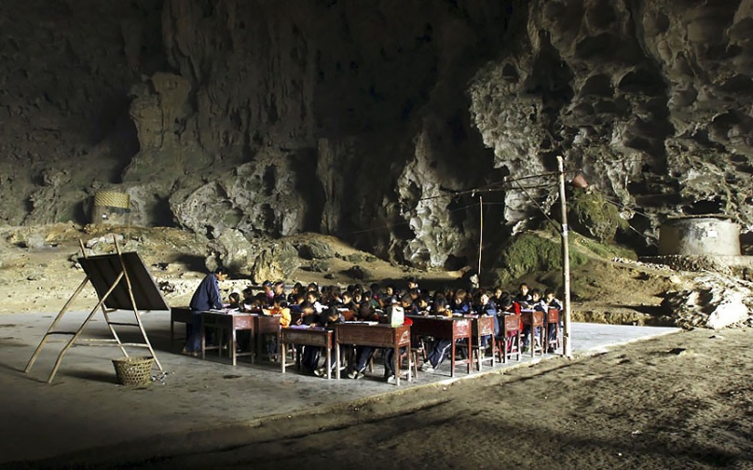 A giant cave in China, which could fit an entire village for 100 people