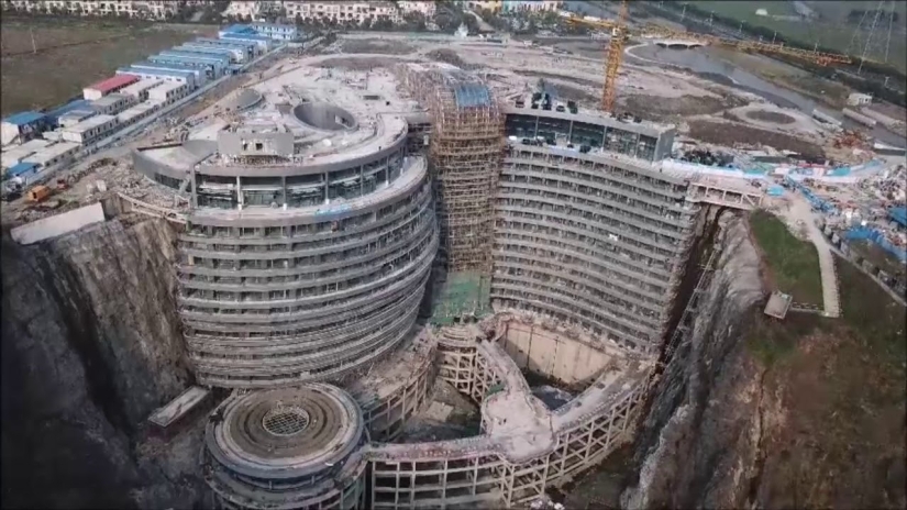 A luxury 18-storey spa hotel in an abandoned quarry will open in China