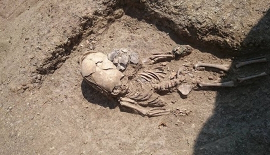 A skeleton of a baby of the II century with an elongated skull was found in Crimea