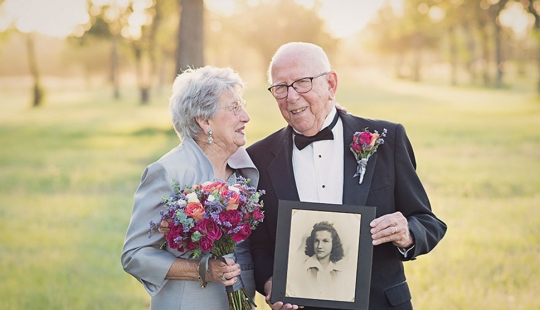 A wedding photo shoot that has been waiting for 70 years