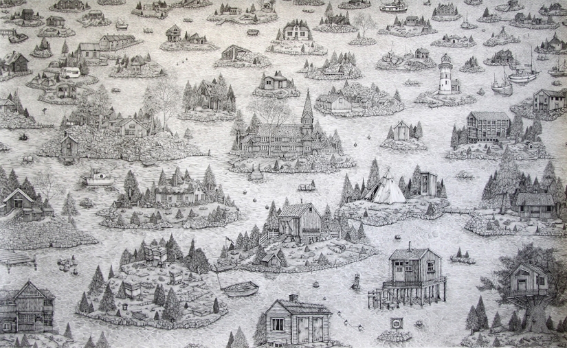 A whole world on paper: a British woman creates incredible landscapes with an ordinary pen