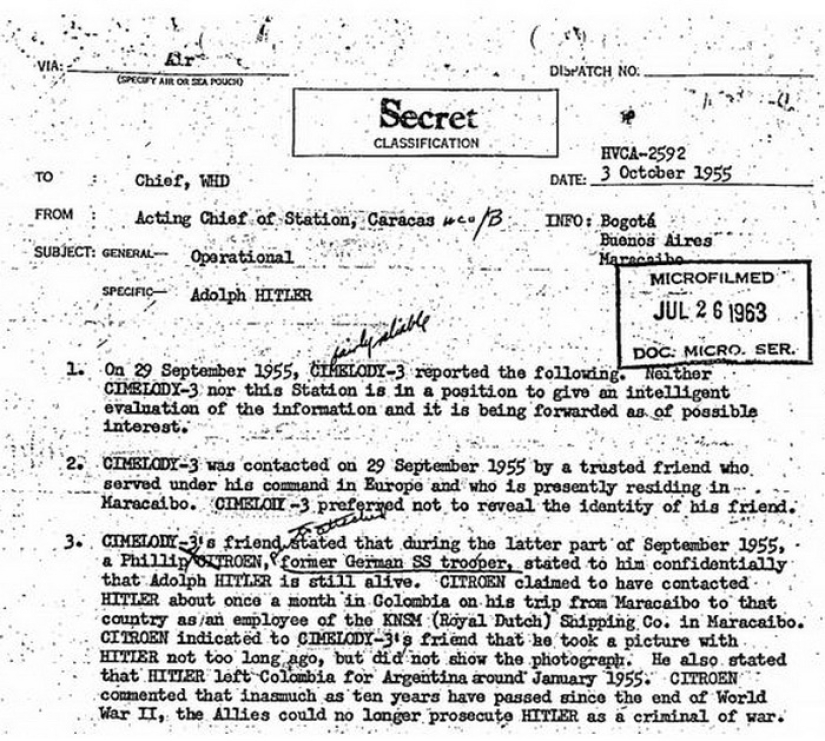 "Adolf Hitler is still alive": a sensational document from the CIA archive has been declassified