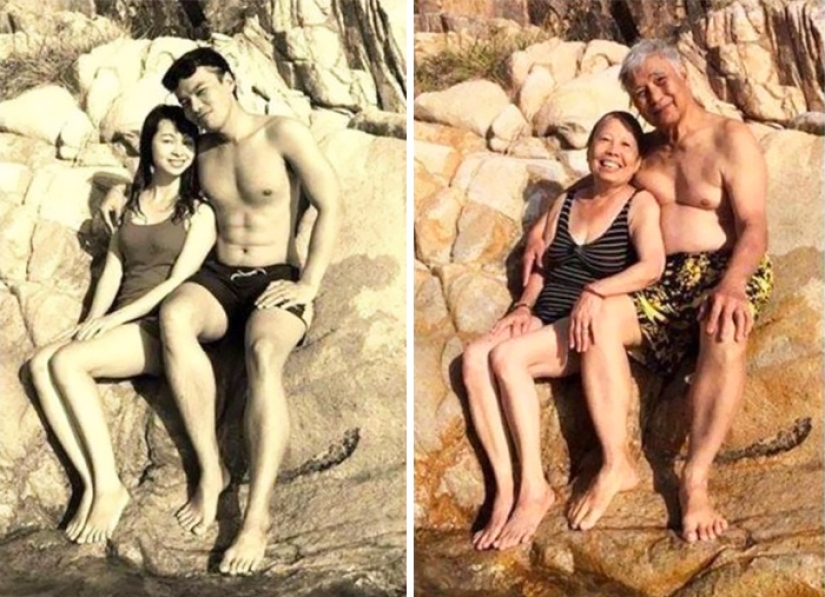 Amor eterno: las parejas casadas vuelven a tomar sus fotos antiguas después de muchos años