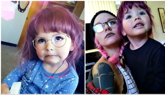 An alternative mother allows her 2-year-old daughter to dye her hair and wear makeup