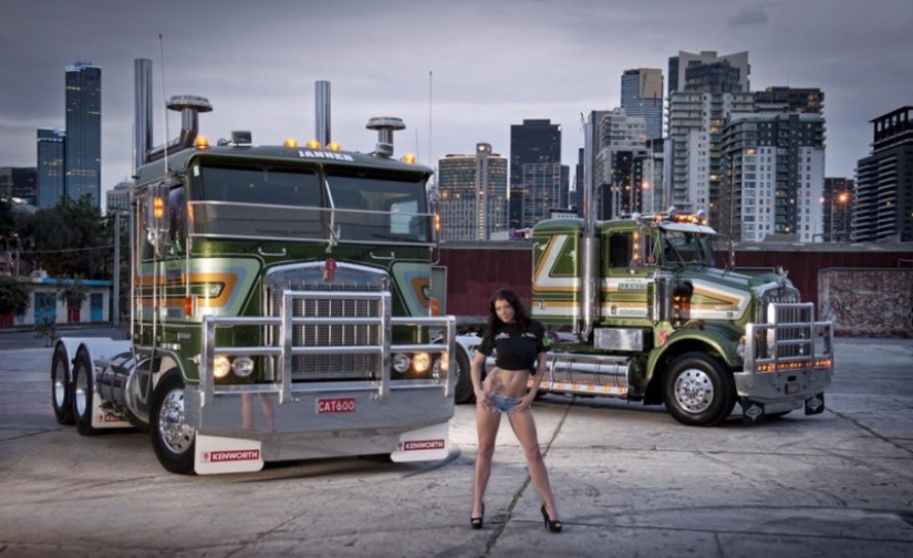 An American classic: trucks Peterbilt and leggy beauty