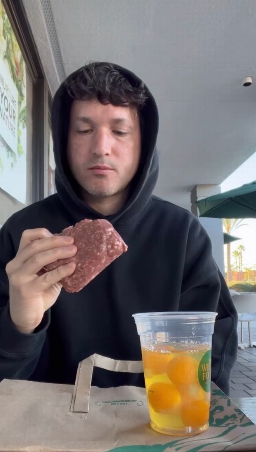 An American eats only raw meat to see if he "survives"