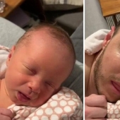 An apple tree from an apple: an Australian comedian copies the facial expressions of his tiny daughter