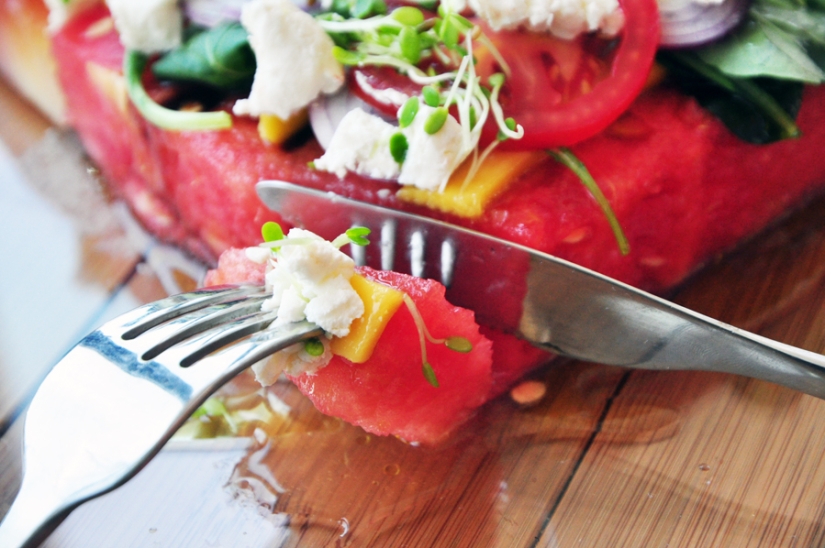 An unusual watermelon salad that you will definitely like