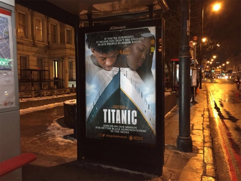 Aparecieron carteles de películas famosas en las calles de Londres, donde los actores blancos fueron reemplazados por otros de piel oscura