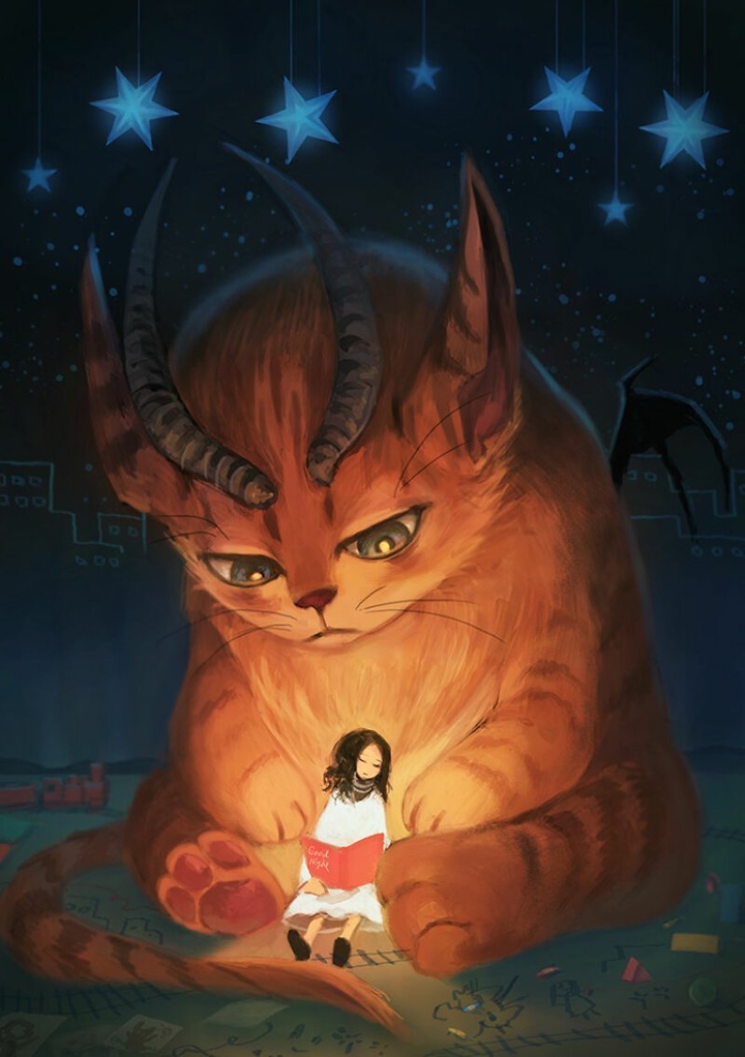 Artist from Japan has created a magical world filled with warmth, kindness and huge beasts