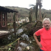 At the broken trough: billionaire Richard Branson showed the ruins of his house after the hurricane