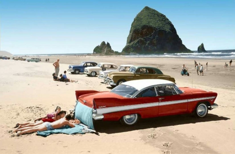Automotive America de los años 50 y principios de los 60 en fotografías en color