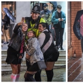 Bad weather is not a reason to be sad! British youth continues to hang out even in a hurricane