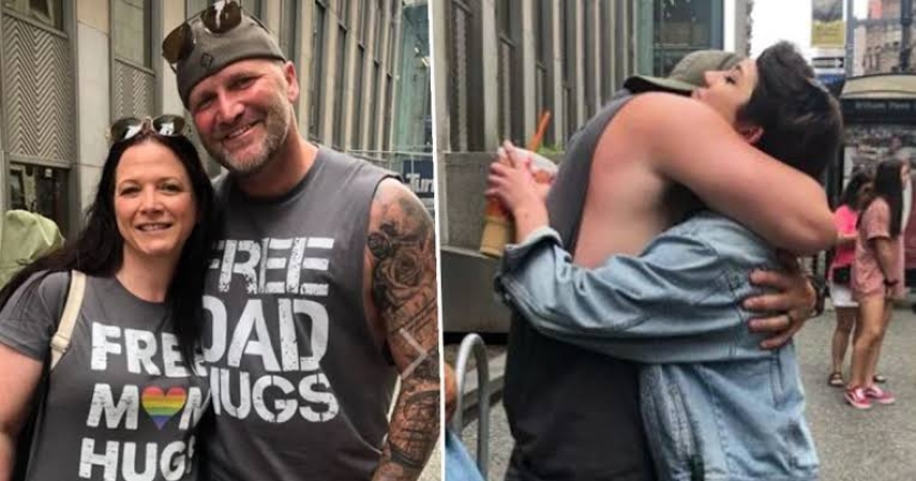 Batin's hugs: a man supported homosexuals by comforting them at a gay pride parade