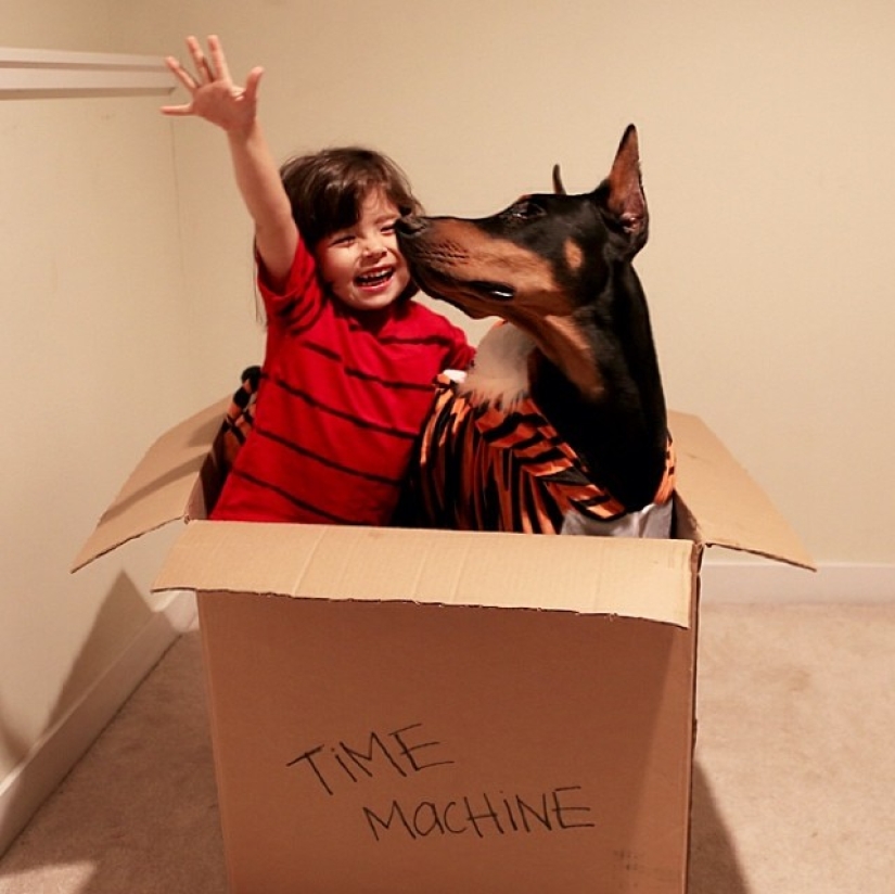 Beauty and the Beast: the amazing friendship of a tiny girl with a giant Doberman