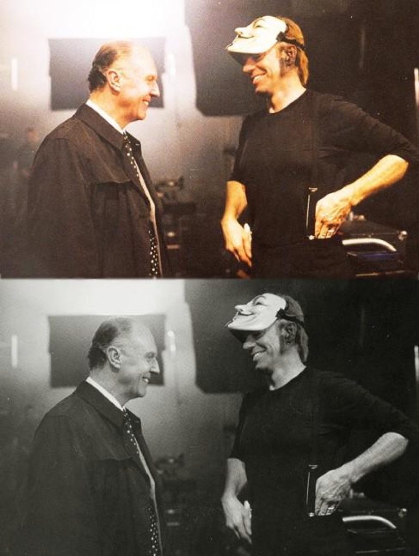 Behind-the-scenes laughter between takes