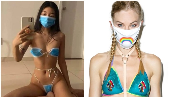 Bikini-"karankini": instagram models dressed in swimsuits made of masks and angered subscribers with this